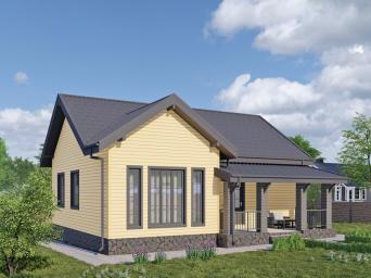 Одноэтажный дом с четырьмя спальнями и террасой